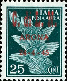 Serie imperiale sovrastampata C. di L.N. ARONA 24 - 4 - 45 - Composizione di ali