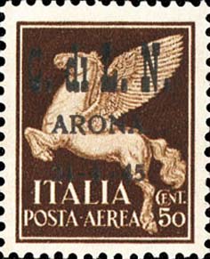 Serie imperiale sovrastampata C. di L.N. ARONA 24 - 4 - 45 - Pegaso