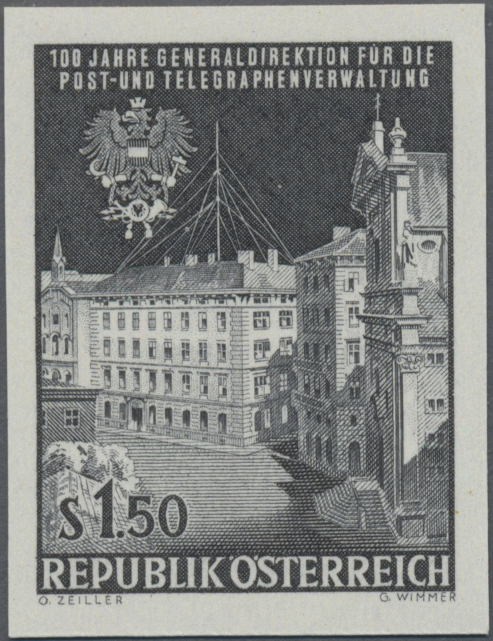 1966, 1, 50 S, 100 Jahre Generaldirektion für die Post - und Telegrafenverwaltung, Abbildung: Generaldirektions - Postgebäude in Wien