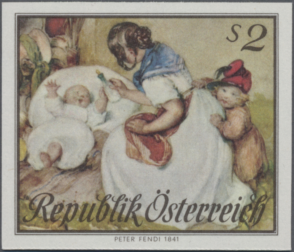 1967, 2 S, Muttertag, Abbildung: Mutter mit Kindern, Aquarell von Peter Fendi (1796 - 1842)