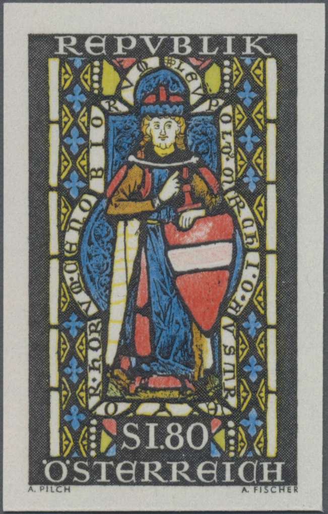 1967, 1, 80 S, Markgraf Leopold der Heilige, Abbildung: Glasgemälde aus dem Zisterzienserstift Heiligenkeuz (Ende 13. Jh)