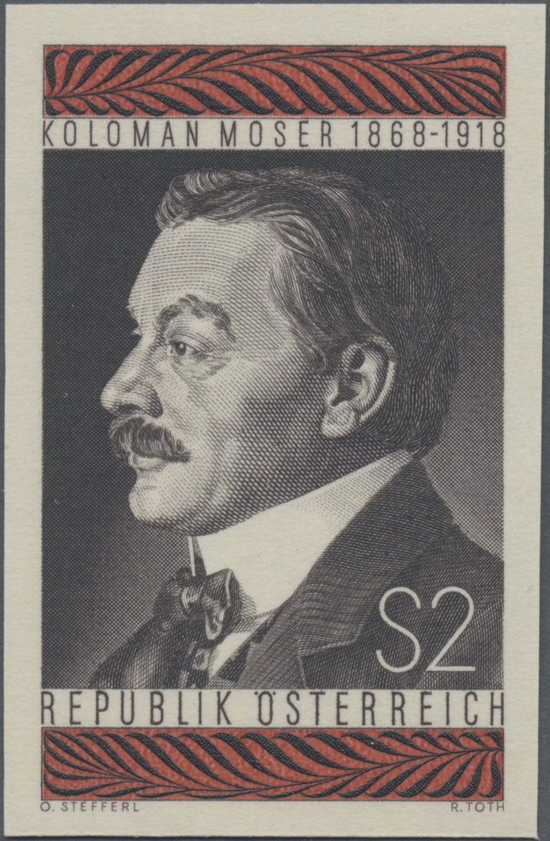 1968, 2 S, 50. Todestag von Koloman Moser, Briefmarkengrafiker und Kunstgewerbler
