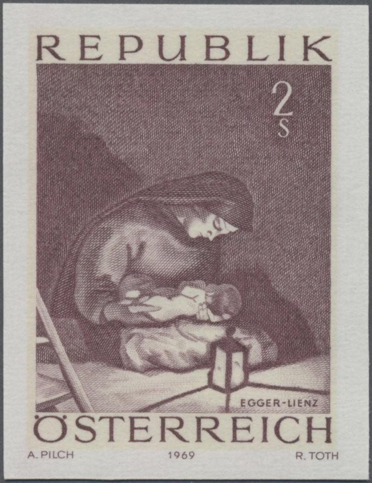 1969, 2 S, Weihnachten, Abbildung: Madonna, Gemälde von Albin Egger - Lienz (1868 - 1926)
