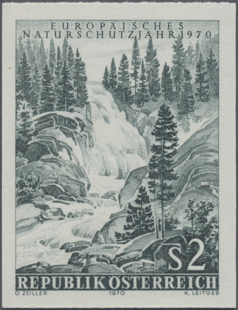 1970, 2 S, Europäisches Naturschutzjahr, Abbildung: Obere Stufe der Krimmler Wasserfälle