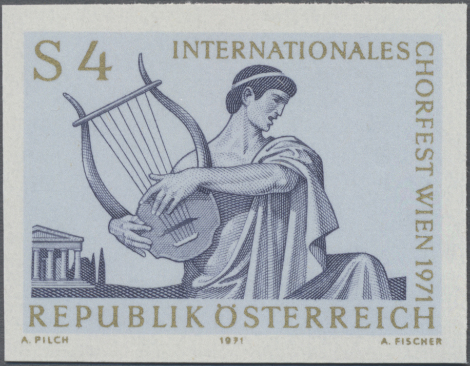 1971, 4 S, Internationales Chorfest Wien, Abbildung: Sänger mit Lyra