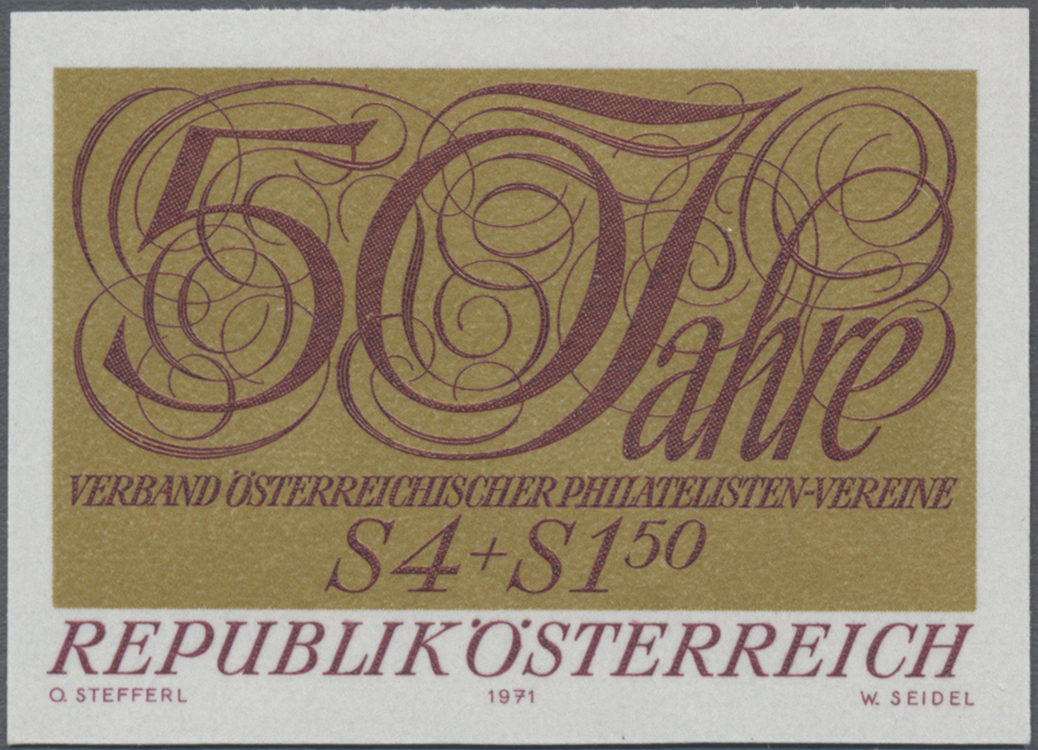 1971, 4 S + 1, 50 S, 50 Jahre Verband Österreichischer Philatelistenvereine