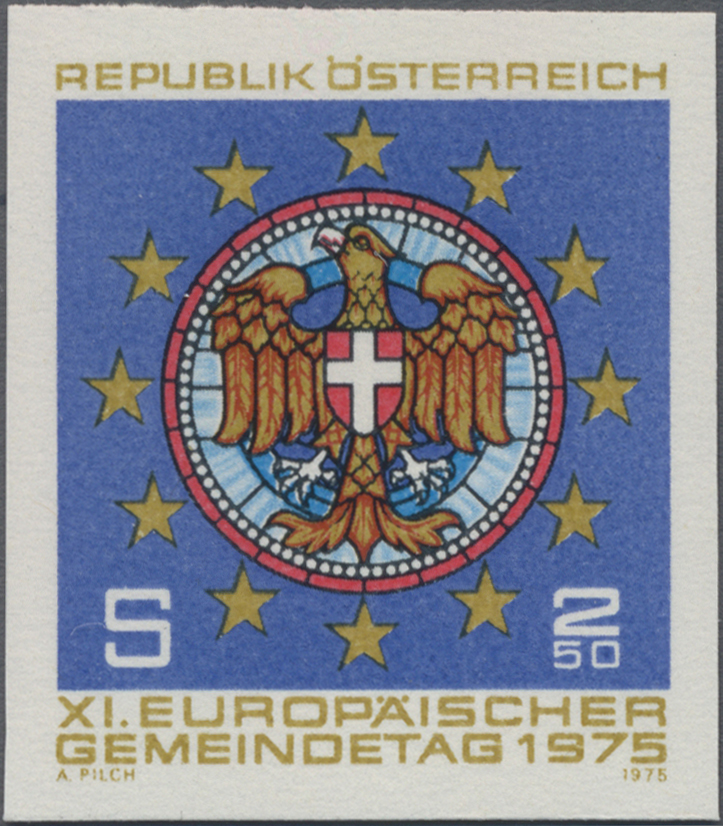 1975, 2, 50 S, XI Europäischer Gemeindetag, Abbildung: Rosette eines Glasfensters des Wiener Rathauses