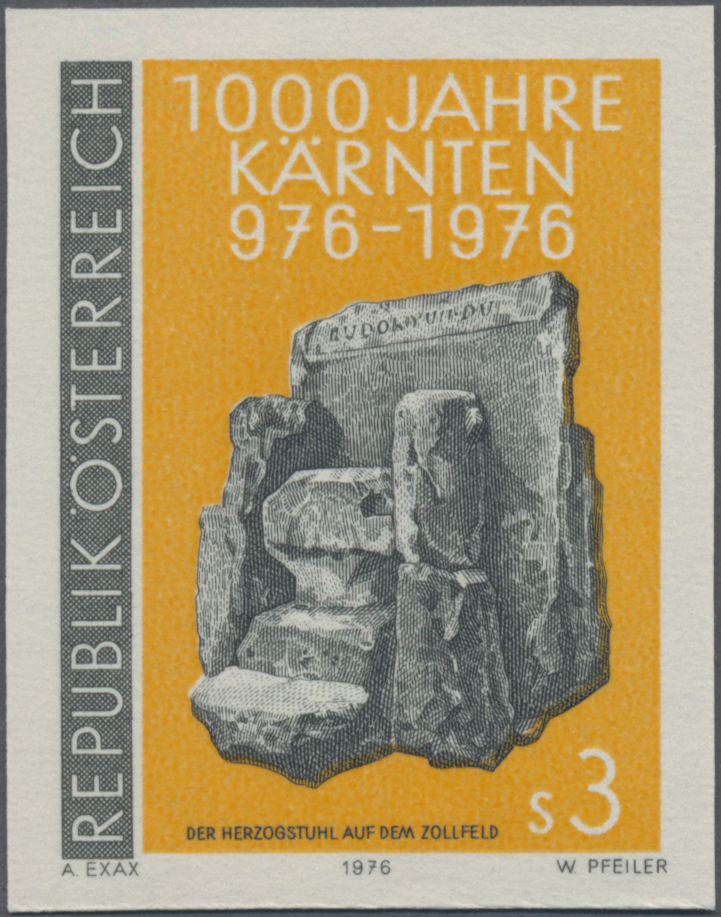 1976, 3 S, 1000 Jahre Kärnten, Abbildung: Herzogstuhl auf dem Zollfeld