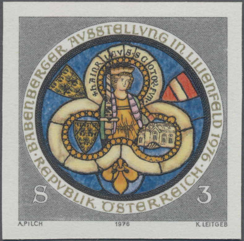 1976, 3 S, Babenberger - Ausstellung in Lilienfeld, Abbildung: Herzog Heinrich II. (Jasomirgott), Glasgemälde im Stift Klosterneuburg