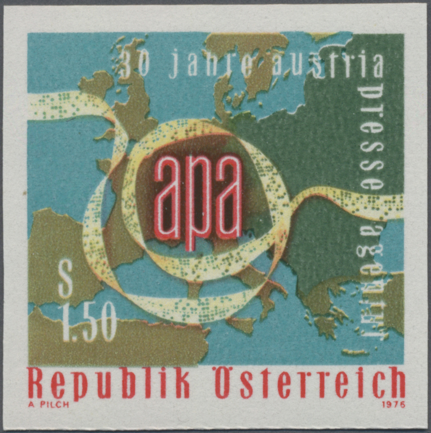 1976, 1, 50 S, 30 Jahre Austria Presseagentur (APA), Motiv: Lochstreifen vor Europakarte