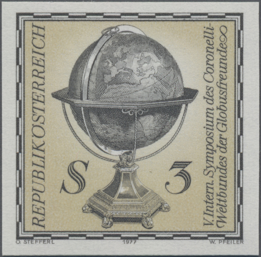 1977, 3 S, Internationales Symposium der Globusfreunde, Abbildung: Erdglobus von Vincenzo Coronelli (1650 - 1718)