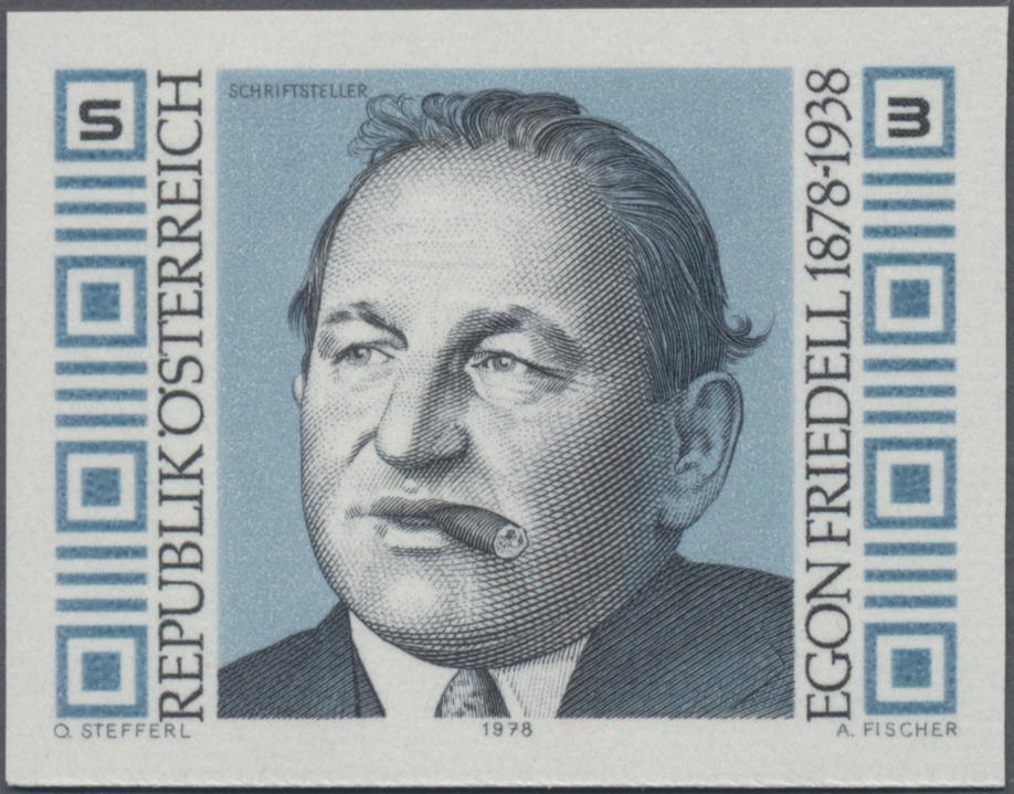 1978, 3 S, 100. Geburtstag von Egon Friedell, Schriftsteller, Abbildung: Porträt mit Stumpen