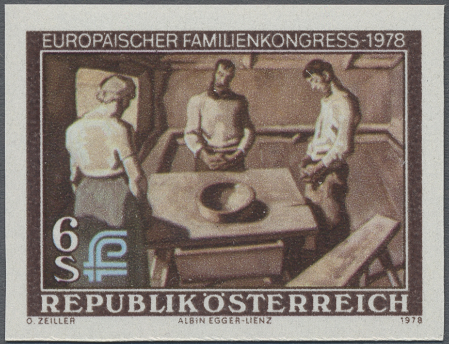 1978, 6 S, Europäischer Familienkongress, Motiv: Tischgebet, Gemälde von Albin Egger - Lienz (1868 - 1926)