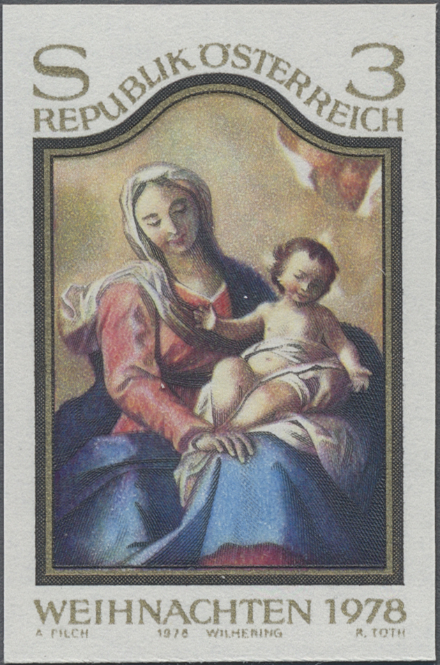 1978, 3 S, Weihnachten, Abbildung: Maria mit Kind, Altarbild aus der Stiftskirche Wilhering/Oberösterreich von Martino Altomonte (1657 - 1745)