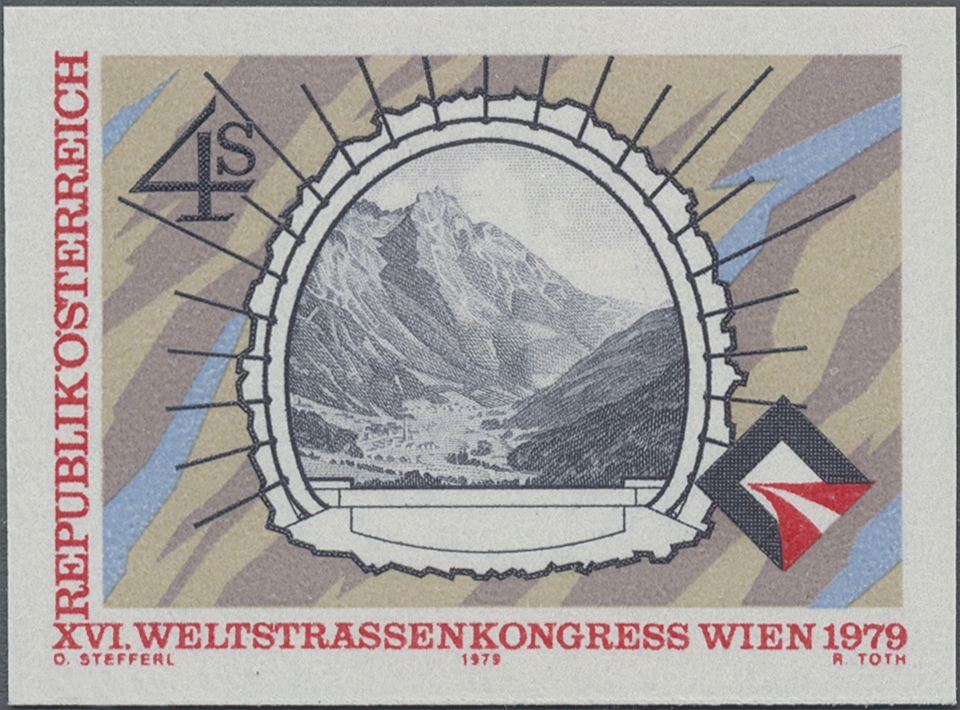 1979, 4 S, XVI. Weltstraßenkongress in Wien, Motiv: Blick aus dem Arlbergstraßentunnel in das Stanzertal