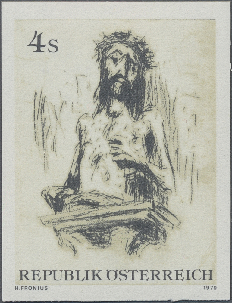 1979, 4 S, Moderne Kunst - Der erbarmende Christus, Kaltnadelradierung von Hans Fronius (1903 - 1988)