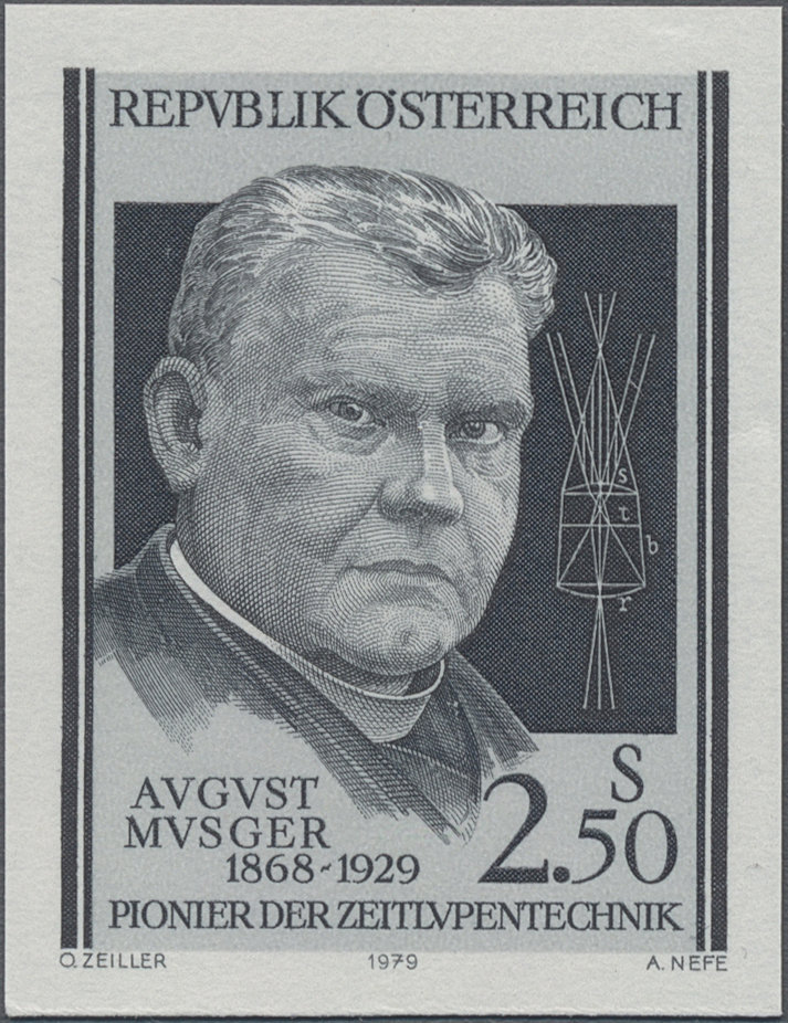 1979, 2, 50 S, 100. Todestag von August Musger (1868–1929), Pionier der Zeitlupentechnik