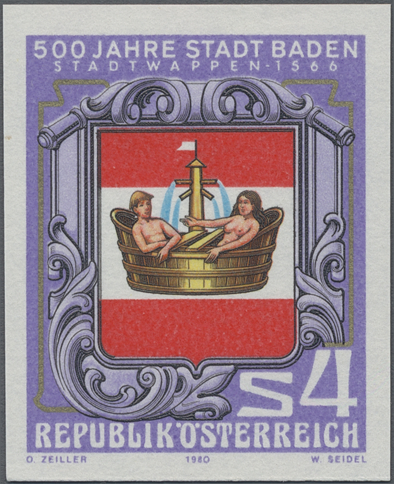 1980, 4 S, 500 Jahre Stadt Baden, Abbildung: Stadtwappen