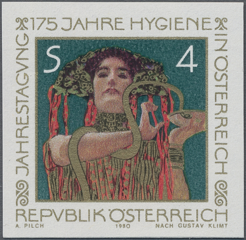 1980, 4 S, 175 Jahre Hygiene in Österrreich, Abbildung: Gemälde Hygieia von Gustav Klimt