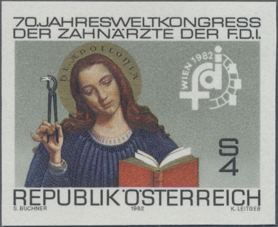1982, 4 S, Jahresweltkongress der Zahnärzte, Abbildung: St. Apollonia, Schutzheilige der Zahnärzte