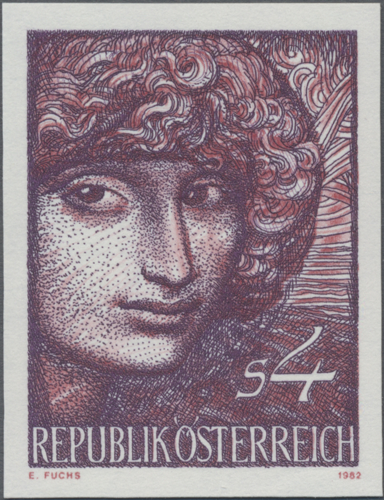 1982, 4 S, Moderne Kunst - Ernst Fuchs, Abbildung: Mädchenkopf