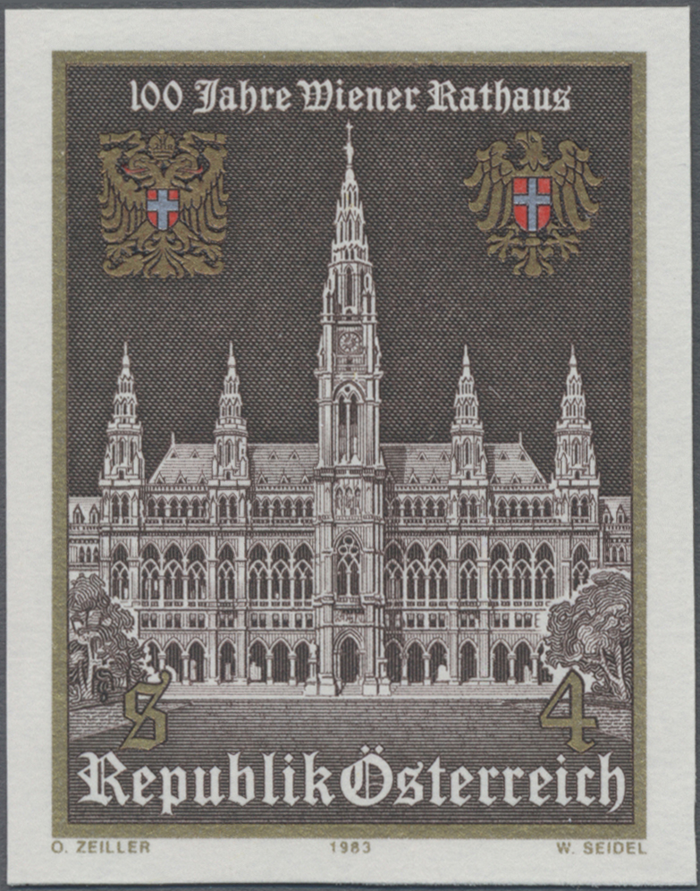 1983, 4 S, 100 Jahre Wiener Rathaus, Abbildung: Wiener Rathaus, altes und neues Stadtwappen