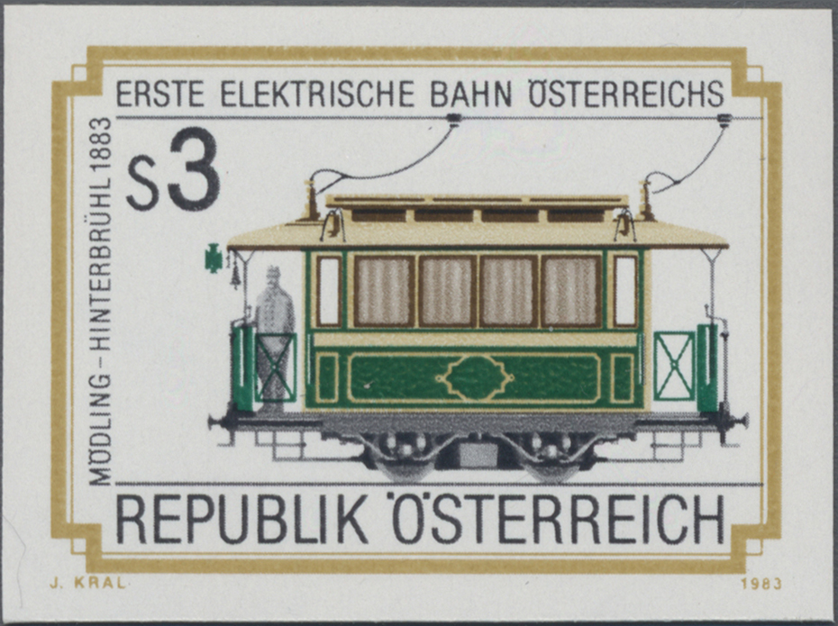 1983, 3 S, Erste Elektrische Bahn in Österreich: Mödling - Hinterbrühl, Abbildung: Triebwagen Nr. 5 (1883)