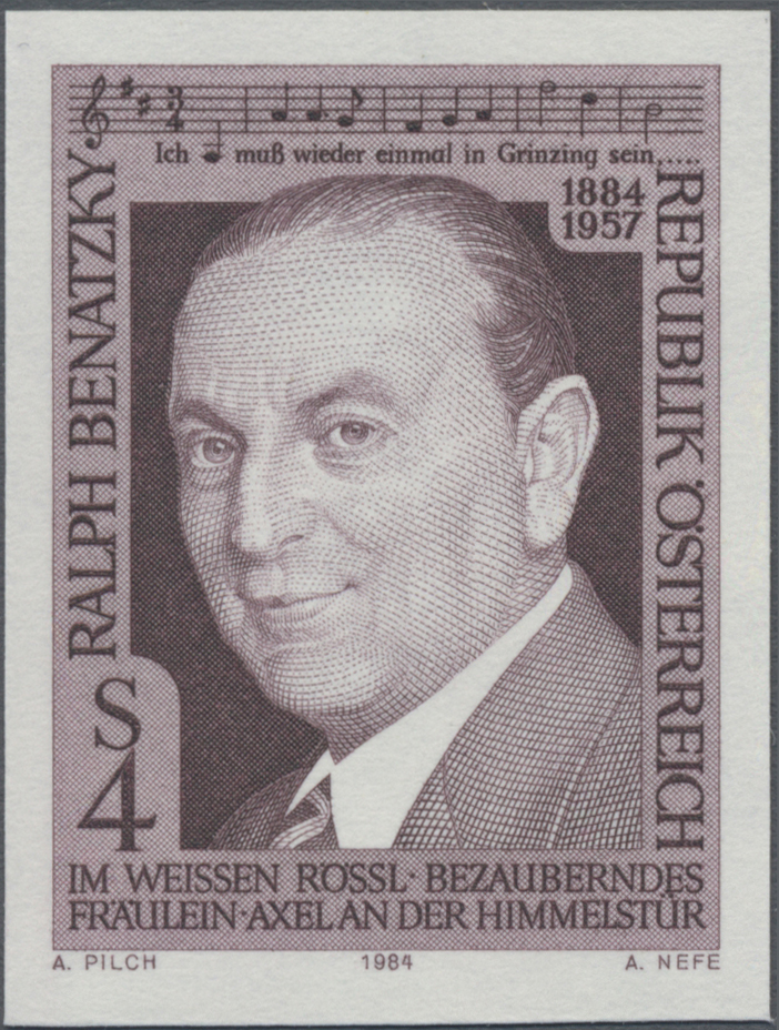 1984, 4 S, 100. Geburtstag von Ralph Benatzky, Komponist Ich muss wieder einmal in Grinzing sein …, Im weißen Rössl u.a.