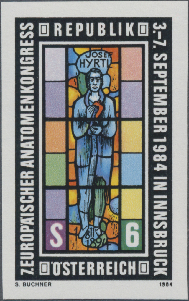 1984, 6 S, 7. Europäischer Anatomenkongress in Innsbruck, Motiv: Glasfenster von Joseph Widmoser (1911 - 1991)