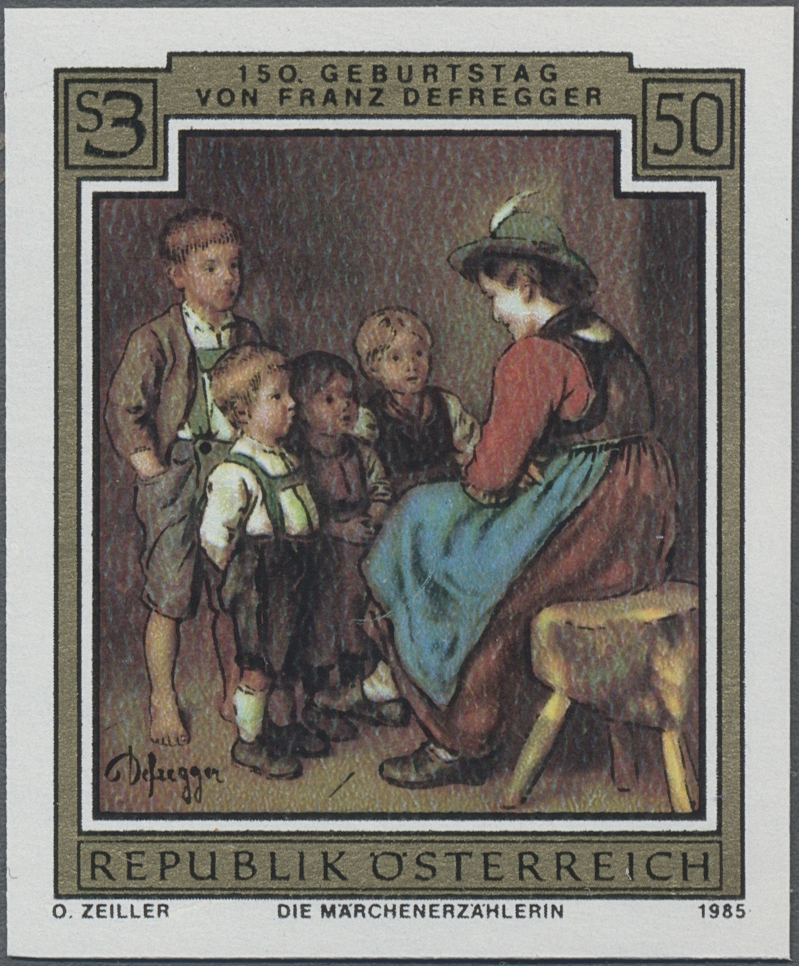 1984, 3, 50 S, 150. Geburtstag von Franz Defrenger (1835 - 1921), Abbildung: Gemälde Kinderszene