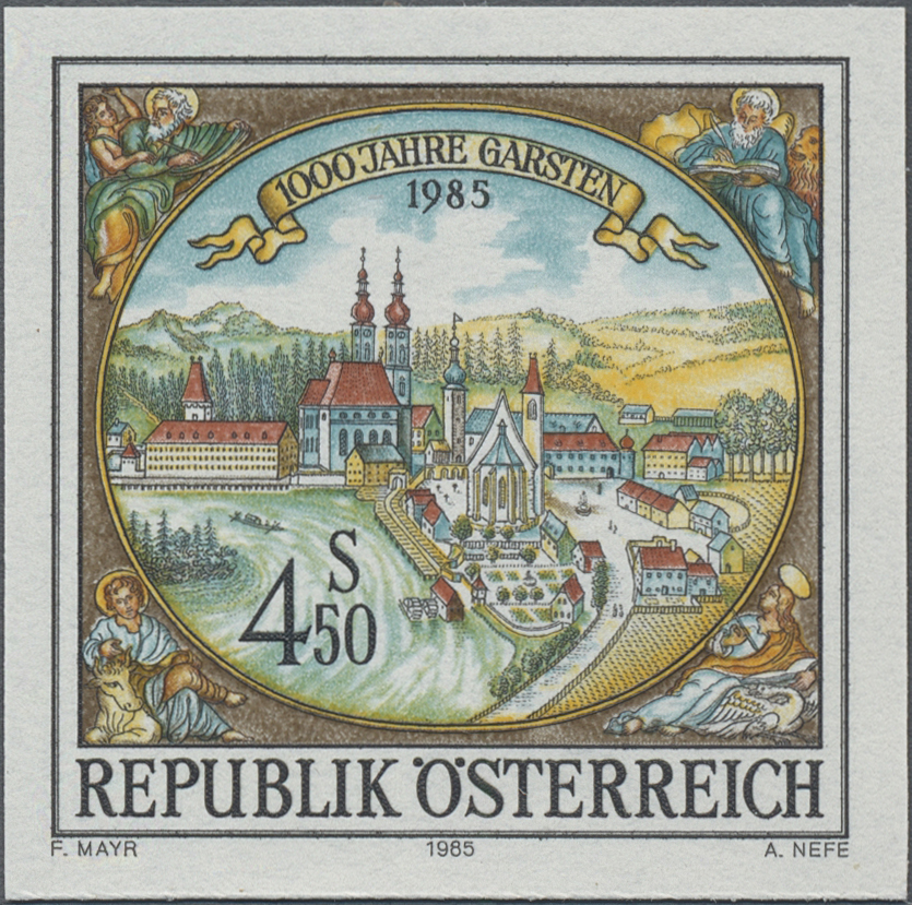 1985, 4, 50 S, 1000 Jahre Marktgemeinde Garsten, Abbildung: Ansicht von Garsten, Kupferstich von Georg Matthäus Fischer (1628 - 1696)