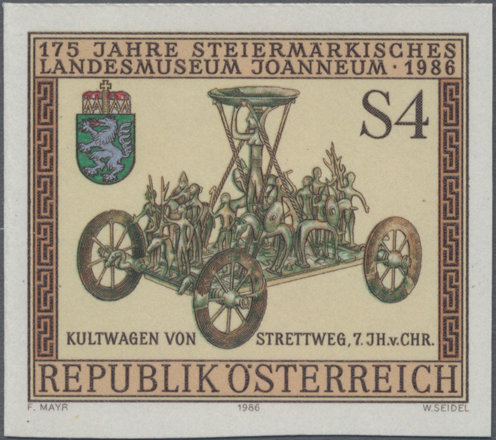 1986, 4 S, 175 Jahre Landesmuseum Johanneum in der Steiermark, Abbildung: Kultwagen von Strettweg (7. Jh v. Chr.)
