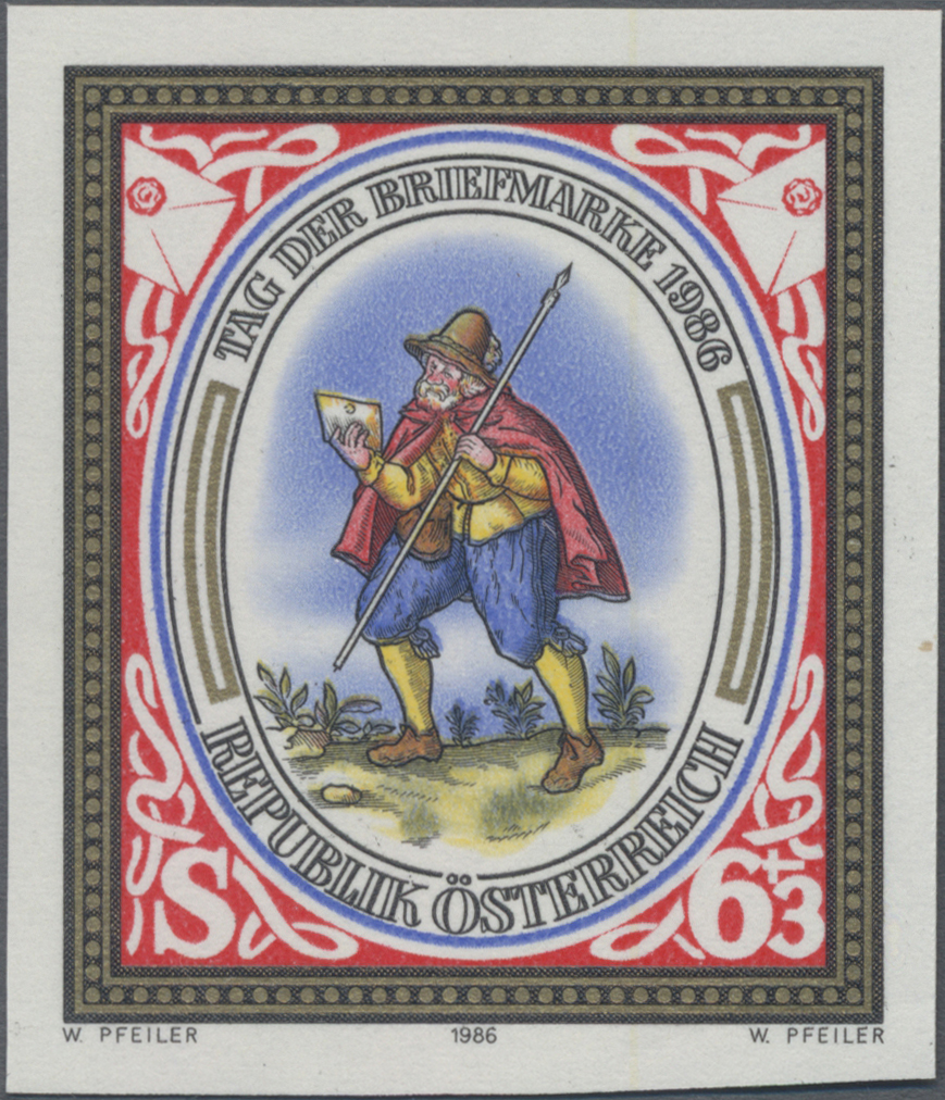 1986, 6 S + 3 S, Tag der Briefmarke, Abbildung: Nürnberger Briefbote