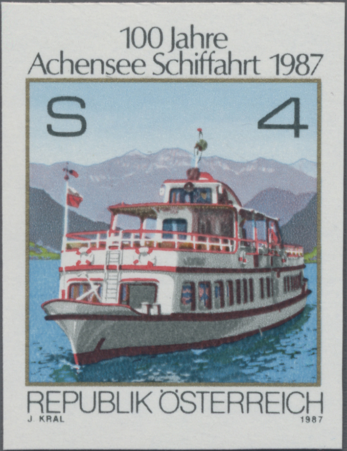1987, 4 S, 100 Jahre Achensee - Schiffahrt, Abbildung: Fährschiff der Achenseeflotte