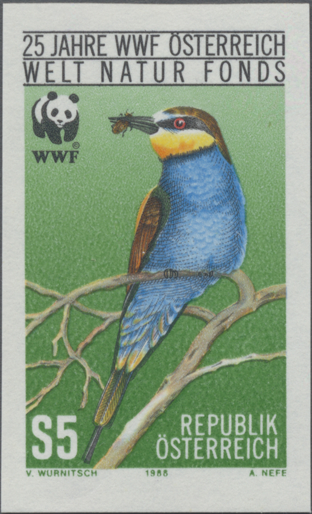 1988, 5 S, 25 Jahre österreichischer Landesverband des World Wildlife Fund (WWF), Abbildung: Bienenfresser