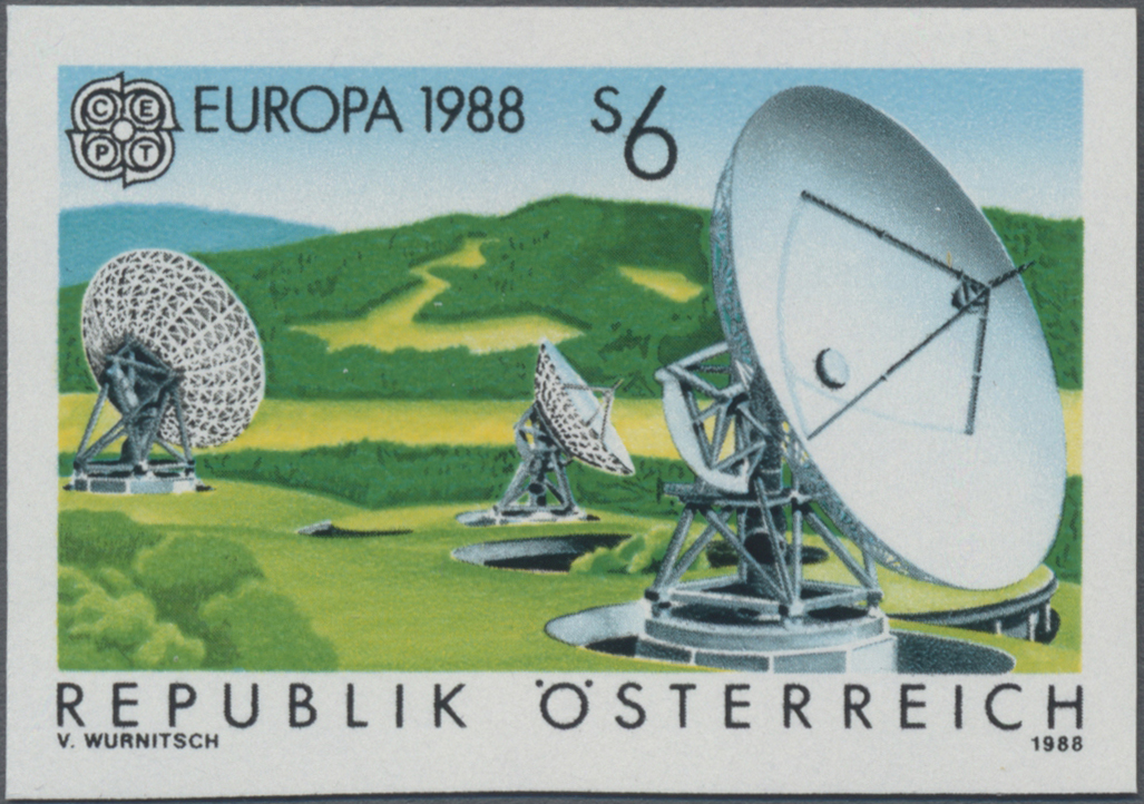 1988, 6 S, Europa CEPT, Abbildung: Erdfunkstelle Aflenz