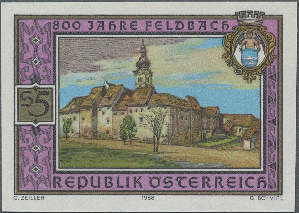 1988, 5 S, 800 Jahre Feldbach, Abbildung: Ansicht, Stadtwappen