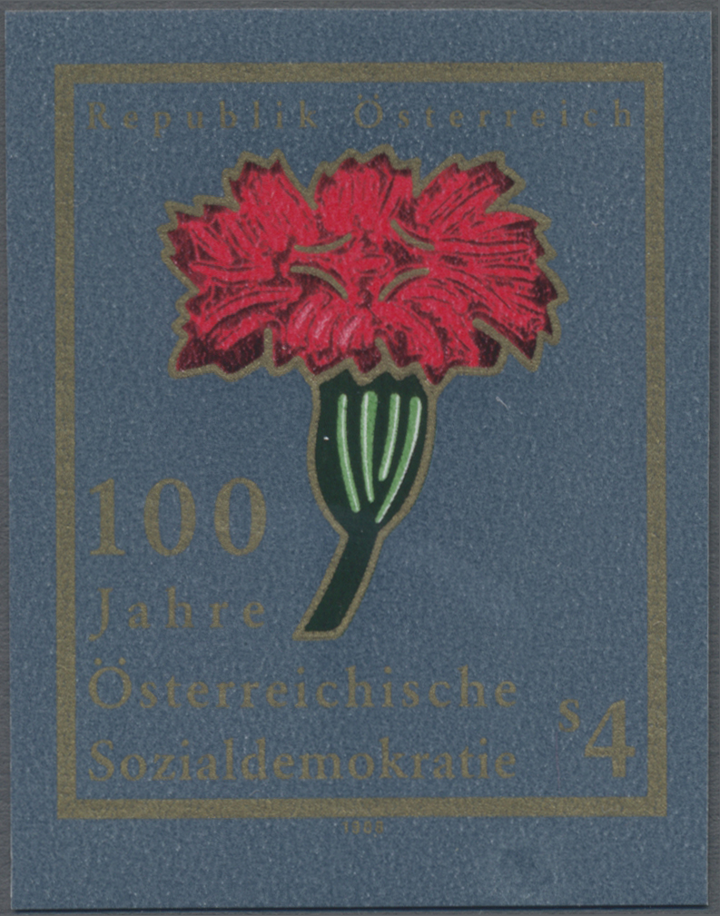 1988, 4 S, 100 Jahre Sozialdemokratie in Österreich, Motiv: Rote Nelke