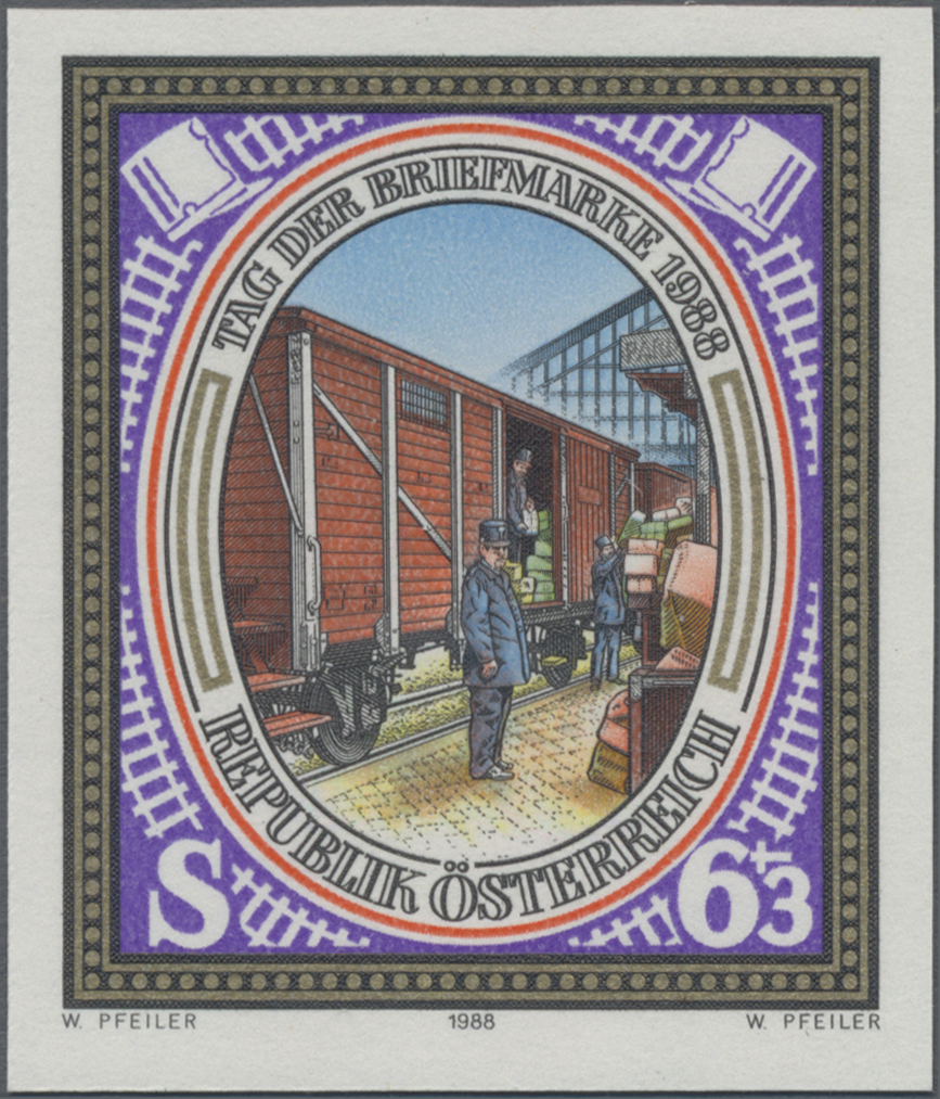 1988, 6 S + 3 S, Tag der Briefmarke, Abbildung: Bahnpostwagen
