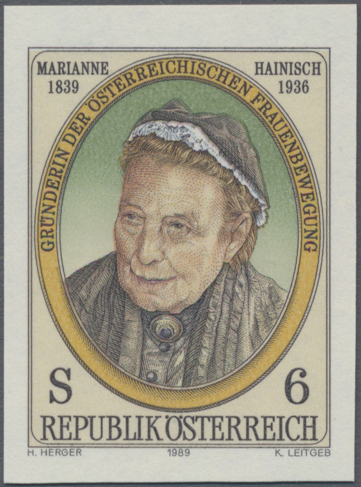 1989, 6 S, 150. Geburtstag von Marianne Hainisch, Gründerin der österreichischen Frauenbewegung