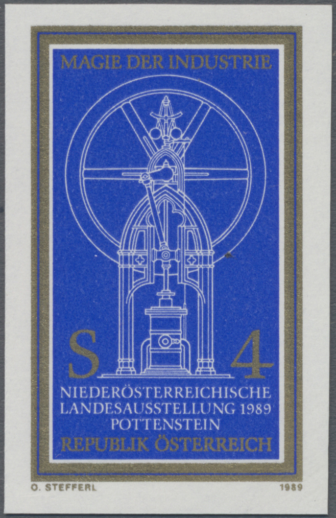 1989, 4 S, Niederösterreichische Landesausstellung ´Magie der Industrie´ in Pottendorf, Abbildung: Stehende Dampfmaschine