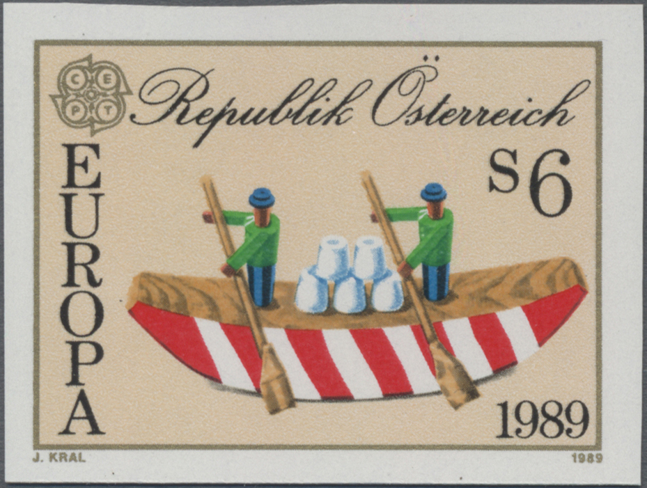 1989, 6 S, Europa CEPT, Motiv: Holzspielzeug - Boot mit Ruderern und Salzstöcken