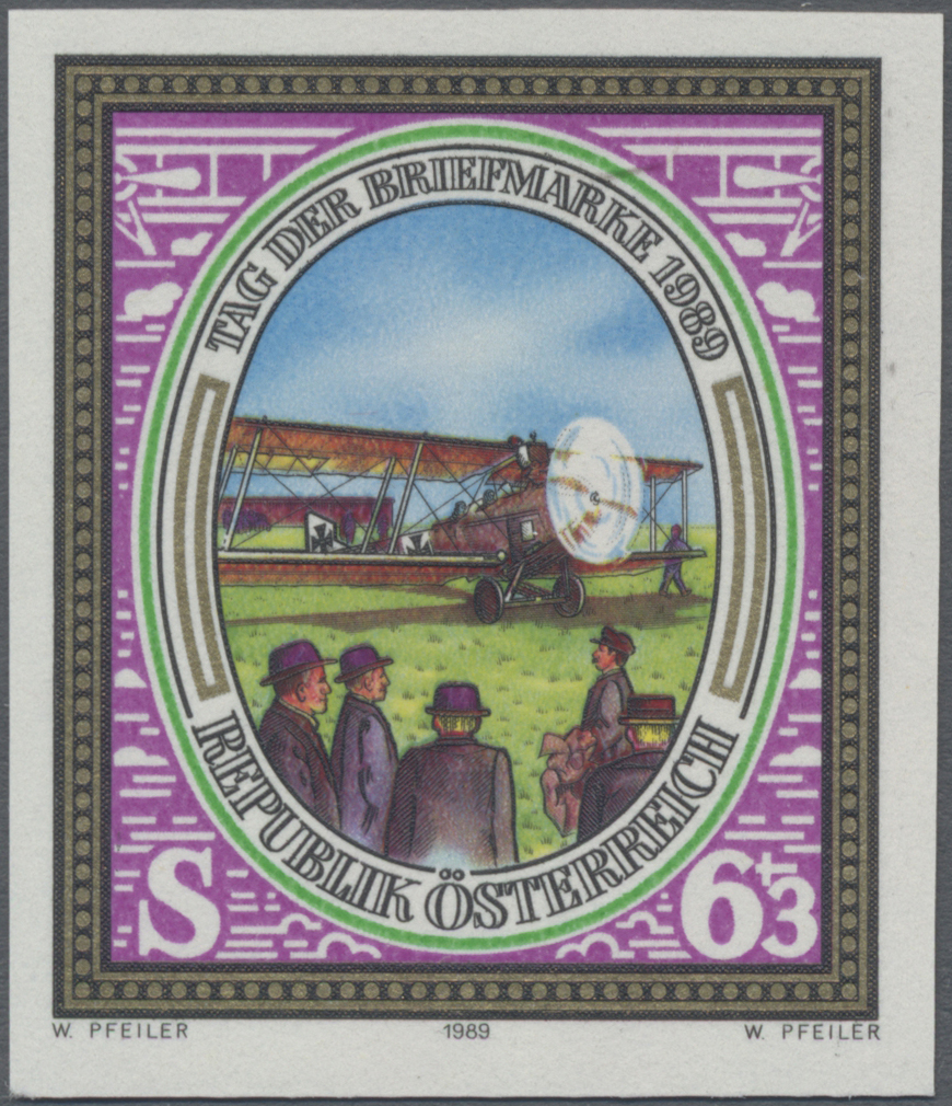 1989, 6 S + 3 S, Tag der Briefmarke, Abbildung: Postflugzeug Hansa - Brandenburg C I