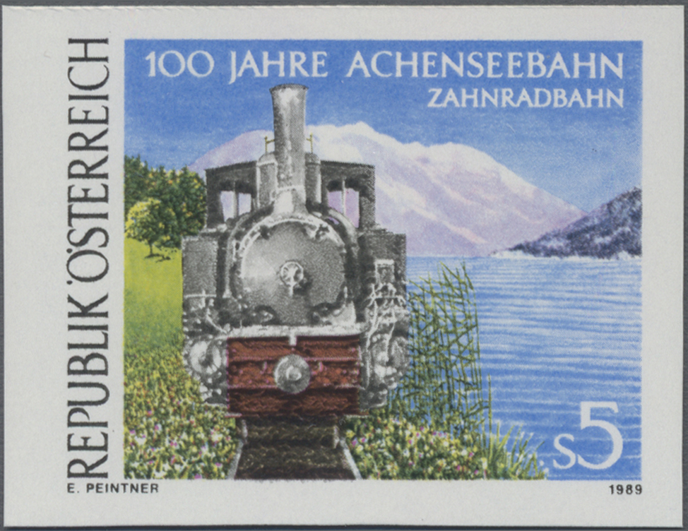 1989, 5 S, 100 Jahre Achenseebahn, Abbildung: Zahnrad - Dampflokomotive