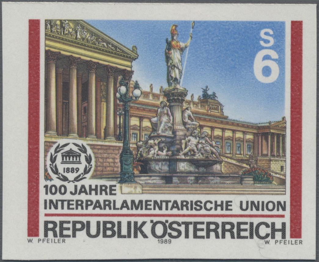 1989, 6 S, 100 Jahre Interparlamentarische Union, Abbildung: Parlamentsgebäude in Wien