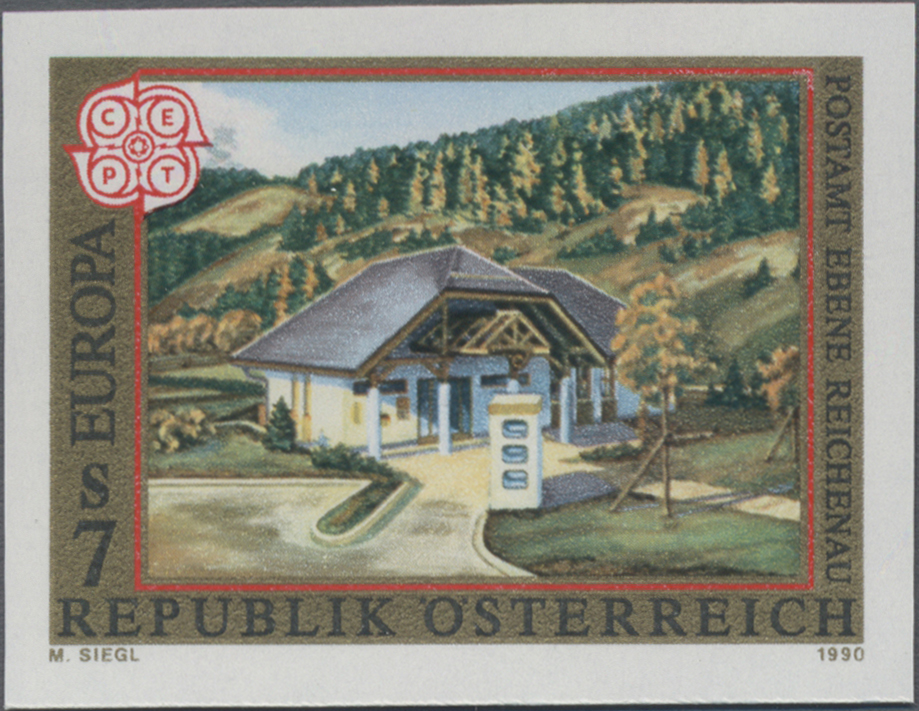 1990, 7 S, Europa CEPT, Motiv: Postalische Einrichtungen - Postamt Ebene Reichenau
