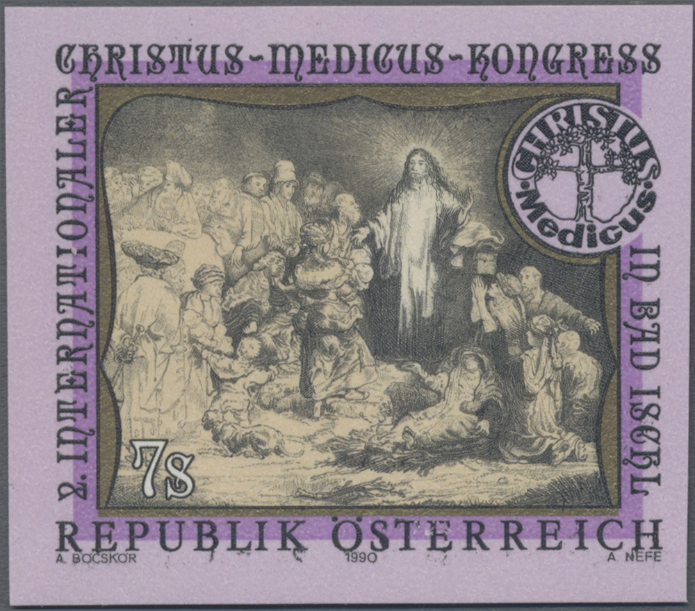 1990, 7 S, Internationaler Christus - Medicus - Kongress in Bad Ischl, Motiv: Das Hundertguldenblatt, Radierung von Rembrandt