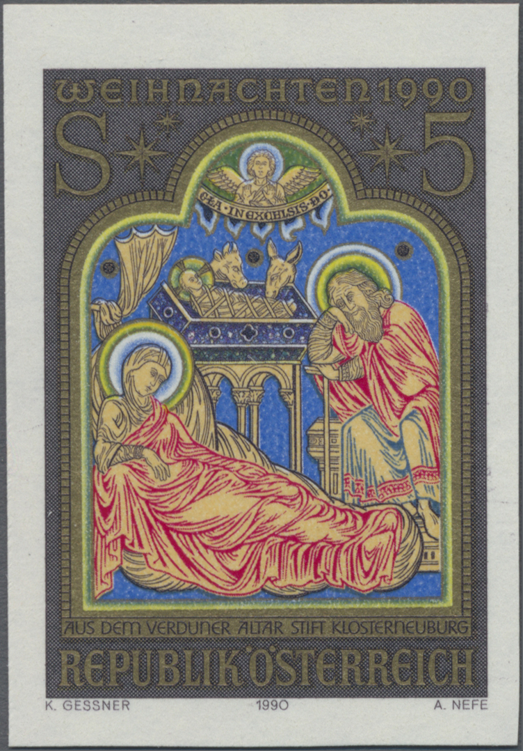 1990, 5 S, Weihnachten, Abbildung: Christi Geburt, Detail des Verduner Altars im Stift Klosterneuburg