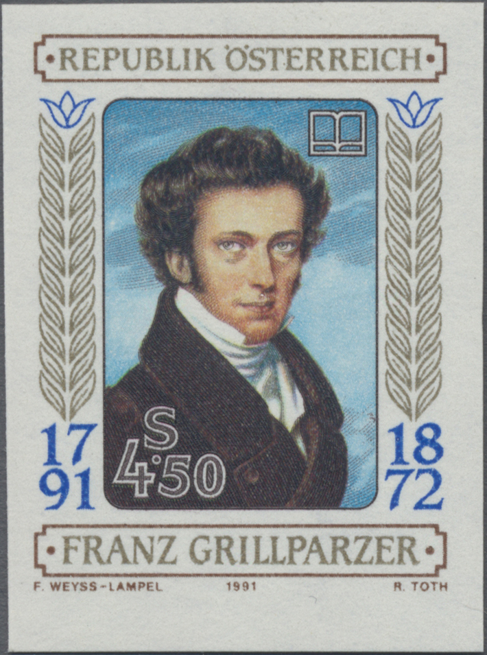 1991, 4, 50 S, 200. Geburtstag Franz Grillparzer, Dichter