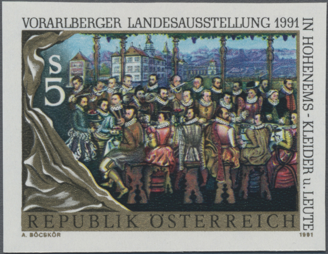 1991, 5 S, Vorarlberger Landesausstellung in Hohenems: Kleider und Leute, Abbildung: Gartengastmahl, Gemälde von Anthoni Bays
